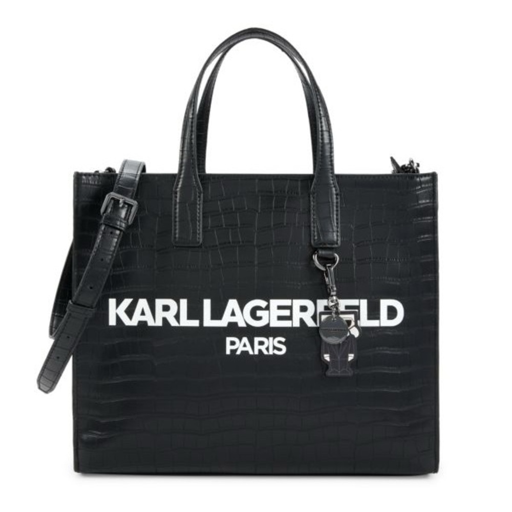 KARL LAGERFELD PARIS
Logo Croc Embossed Leather Two Way Tote - Picture 2 of 6